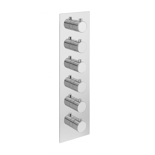 5-Way Thermostatic Diverter Chrome Finish, Brass Made, Vertical Wall-Mounted - For Bathroom Temperature & Flow Control