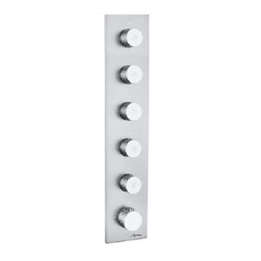 5-Way Thermostatic Diverter Chrome Finish, Brass Made, Vertical Wall-Mounted with Crystal Knob - For Bathroom Setups