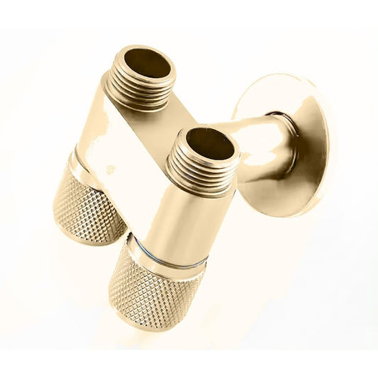 2-in-1 Angle Valve in Gold Finish - Brass Wall-Mounted Dual Function Water Valve
