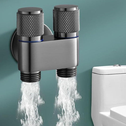 2-in-1 Angle Valve in Matte Black Finish - Wall-Mounted Brass Valve with Dual Control