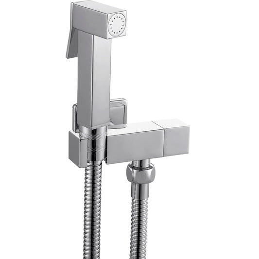 Angle Cock with Hook & Wall Flange in Chrome Finish | Heavy-Duty Brass Made | Multi-Use Plumbing Valve