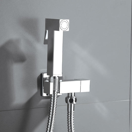 Angle Cock with Hook & Wall Flange in Chrome Finish | Heavy-Duty Brass Made | Multi-Use Plumbing Valve