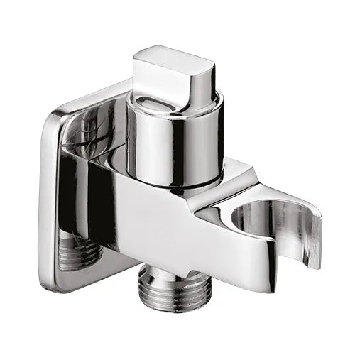 Classic Angle Cock with Hook & Wall Flange in Chrome Finish | Heavy-Duty Brass Made | Durable Water Valve