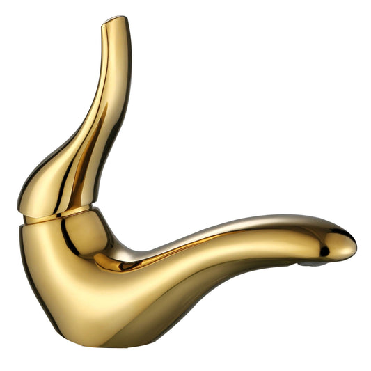 Single Lever Pillar Tap in Gold Finish - Brass Deck-Mounted Faucet for Bathroom & Kitchen