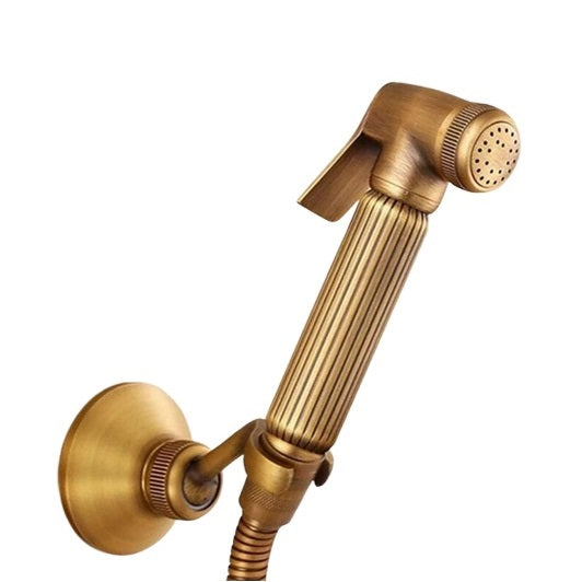 Health Faucet Set in Antique Brass Finish - ABS Jet Spray with 1m SS Hose, Hook & Angle Valve