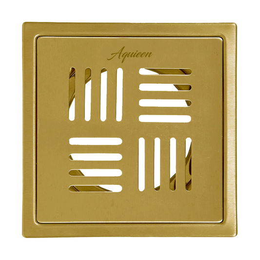 6x6 Inch Floor Grating / Drainer in Brushed Gold Finish | Heavy-Duty SS304 Drainer with PVD Coating | Anti-Clog & Rust-Resistant Drain Cover for Bathroom, Kitchen & Shower Areas