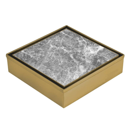 6x6 Inch Tile/Marble Insert Floor Grating / Drainer with Anti-Foul Cockroach Trap | Heavy-Duty SS304 Drainer with PVD Coating & Gold Finish | Drain Cover for Bathroom & Kitchen