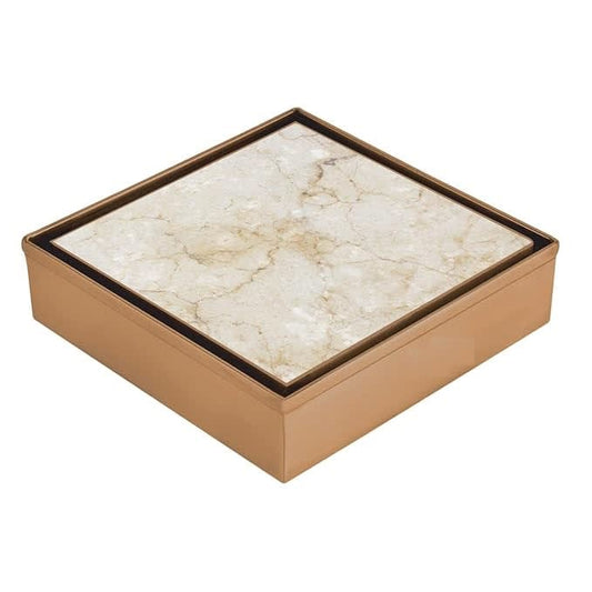 5x5 Inch Tile/Marble Insert Floor Grating / Drainer with Anti-Foul Cockroach Trap | Heavy-Duty SS304 Drainer with PVD Coating & Rose Gold Finish | Drain Cover for Bathroom & Kitchen