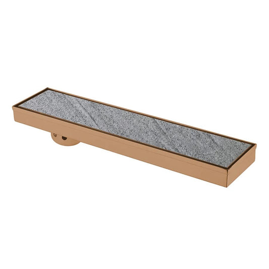 4x18 Inch Tile/Marble Insert Floor Grating / Drainer with Side Hole & Anti-Foul Cockroach Trap | Heavy-Duty SS304 Drainer with PVD Coating & Rose Gold Finish | Drain for Bathroom & Kitchen