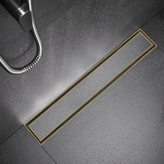 4x36 Inch Tile/Marble Insert Floor Grating / Drainer with Center Hole & Anti-Foul Cockroach Trap | SS304 Drainer with PVD Coating & Gold Finish