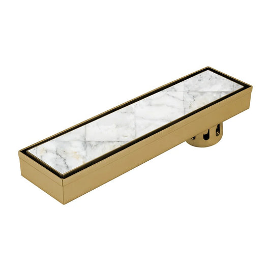 4x36 Inch Tile/Marble Insert Floor Grating / Drainer with Side Hole & Anti-Foul Cockroach Trap | Heavy-Duty SS304 Drainer with PVD Coating & Gold Finish | Drain for Bathroom & Kitchen
