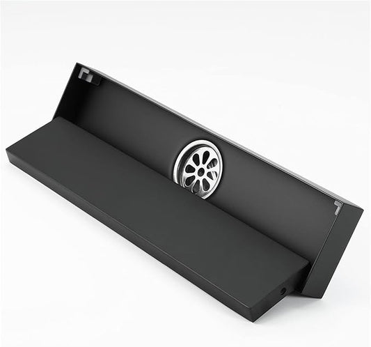 4x36 Inch Tile/Marble Insert Floor Grating / Drainer with Center Hole & Anti-Foul Cockroach Trap | Heavy-Duty SS304 Drainer with Powder Coating & Matte Black Finish | Drain Bathroom & Kitchen