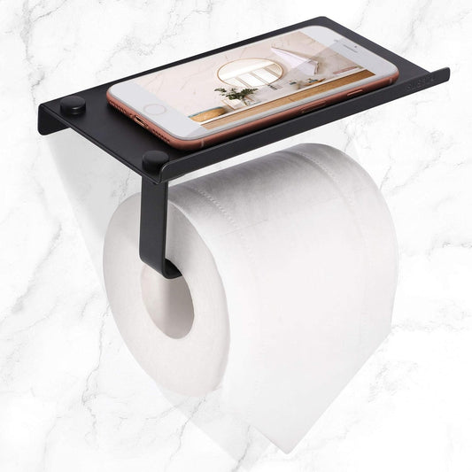 Toilet Paper Holder with Mobile Holder Matte Black Finish, SS304 Stainless Steel Made, Wall-Mounted for Bathroom Use - Classic Series