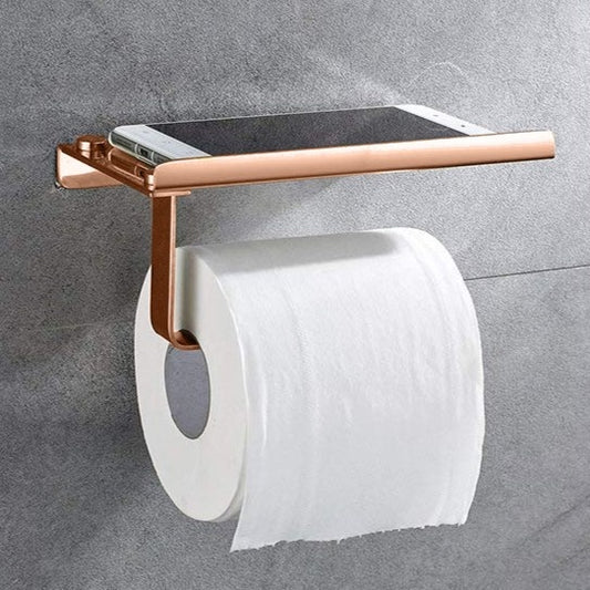 Toilet Paper Holder with Mobile Holder Rose Gold Finish, SS304 Stainless Steel Made, Wall-Mounted for Bathroom Use - Classic Series