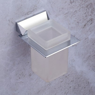 Wall-Mounted Tumbler Holder - Heavy-Duty Brass Construction with Chrome Finish, Ideal for Toothbrush & Tumbler Storage | Zura Series