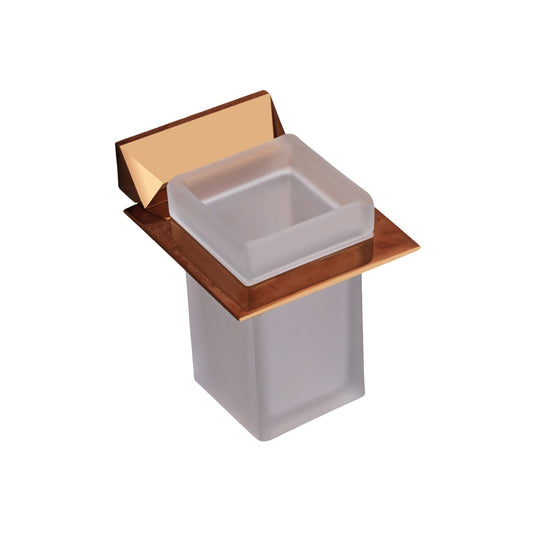 Wall-Mounted Tumbler Holder - Heavy-Duty Brass in Rose Gold Finish with Premium PVD Coating, Stylish Toothbrush & Tumbler Holder | Zura Series