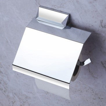 Toilet Paper Holder with Flap Chrome Finish, Brass Made, Wall-Mounted for Bathroom Use - Zura Series