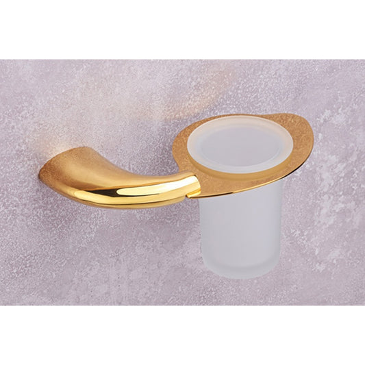 Wall-Mounted Tumbler Holder - Premium Brass with Gold Finish and PVD Coating, Elegant Stand for Toothbrush & Tumbler | Entice Series