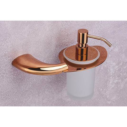 Liquid Soap Dispenser Rose Gold Finish, Brass Made, Wall-Mounted for Bathroom & Kitchen Use - Entice Series