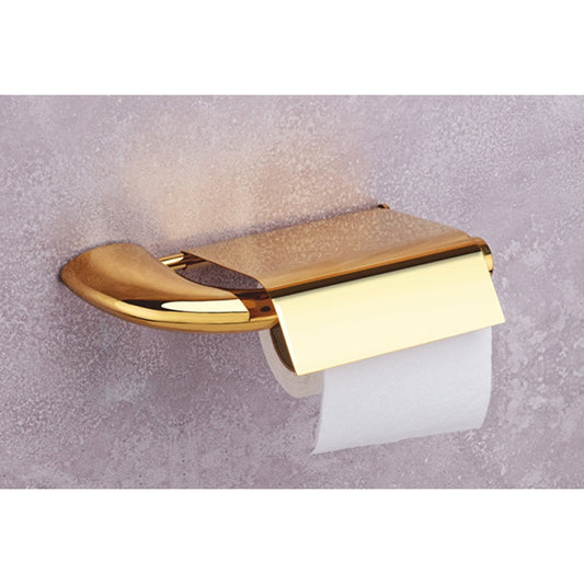 Toilet Paper Holder with Flap Gold Finish, Brass Made, Wall-Mounted for Bathroom Use - Entice Series