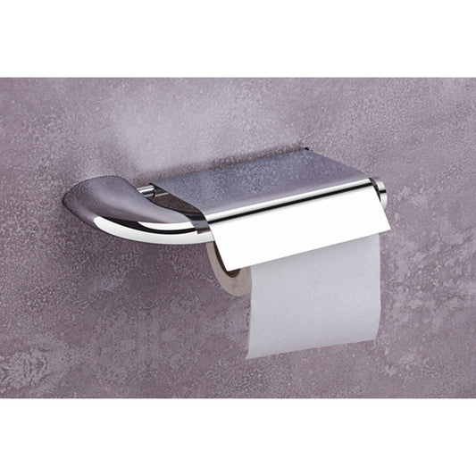Toilet Paper Holder with Flap Chrome Finish, Brass Made, Wall-Mounted for Bathroom Use - Entice Series
