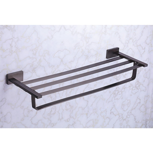 24-Inch Brass Towel Rack with Stand | Matte Black Finish Wall-Mounted Holder with Powder Coating - Amarillo Series