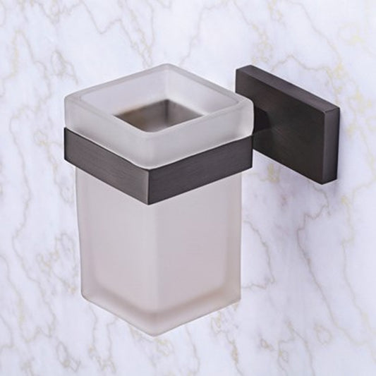 Wall-Mounted Tumbler Holder - Brass Construction with Matte Black Powder Coating, Modern Toothbrush & Tumbler Stand | Amarillo Series