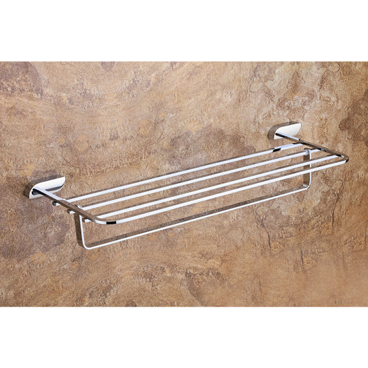 24-Inch Brass Towel Rack with Stand | Chrome Finish Wall-Mounted Holder for Bathroom & Hotel - Velancia Series