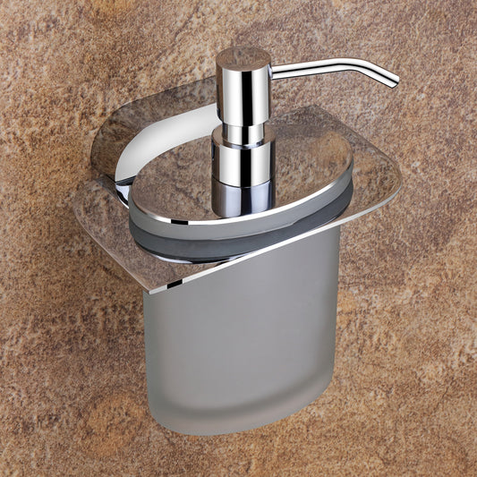 Liquid Soap Dispenser Chrome Finish, Brass Made, Wall-Mounted for Bathroom & Kitchen Use - Velancia Series