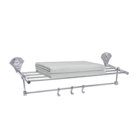 18-Inch SS304 Towel Rack with Stand | Chrome Finish Wall-Mounted Holder for Bathroom & Hotel - Fluid Series