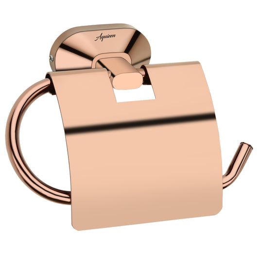 Toilet Paper Holder with Flap Rose Gold Finish, SS304 Stainless Steel Made, Wall-Mounted for Bathroom Use - Cuff Series