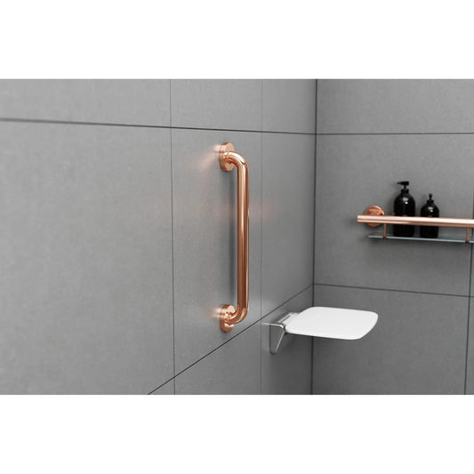 16-Inch Wall-Mounted Solid Grab Bar | SS304 Stainless Steel Body in Rose Gold Finish & Electro Coating | Safety Support Handles & Elderly Assistance