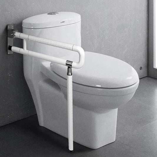 24" Wall-Mounted Folding Solid Grab Bar With 28" Height Floor-Support | SS304 Steel Core with Anti-Slip & Anti-Bacterial ABS Cover | Support Handles