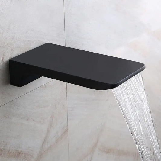 Wall-Mounted Plain Spout Without Controller in Matte Black Finish, Made of SS304 Grade Stainless Steel, Cascade Style Waterfall