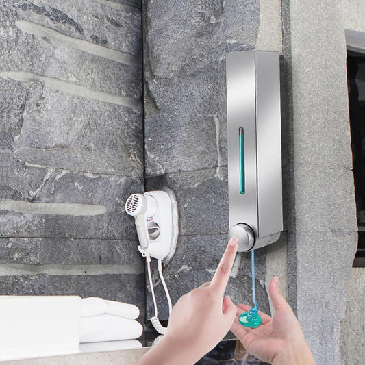 400ml Wall-Mounted Plastic Soap Dispenser - Chrome Finish, Compact & Refillable