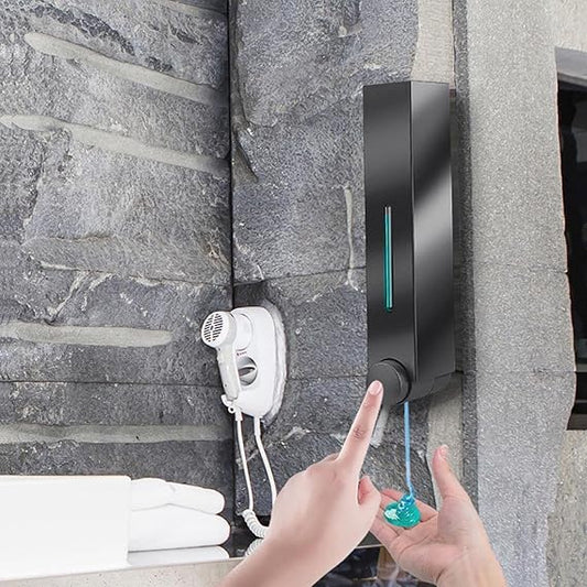 400ml Wall-Mounted Liquid Soap Dispenser - Matte Black Finish, Durable & Modern Design