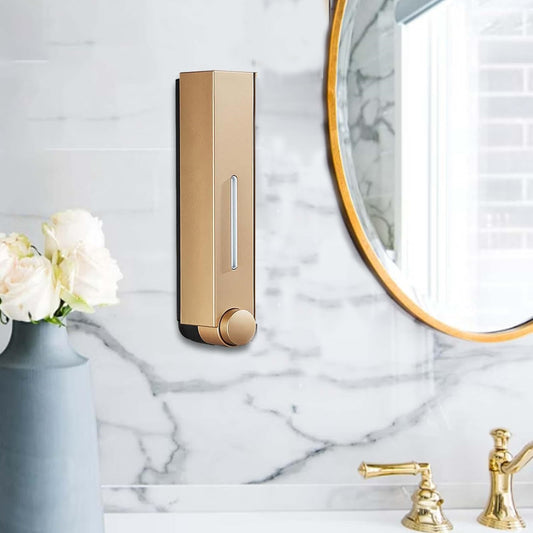 400ml Wall-Mounted Soap Dispenser - Rose Gold Finish, Refillable Plastic Bottle