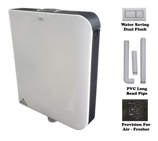 Wall-Mounted Dual Flush Cistern with Built-In Air Freshener Compartment | Sleek White & Black ABS Flush Tank | Water-Saving & Durable Bathroom Cistern