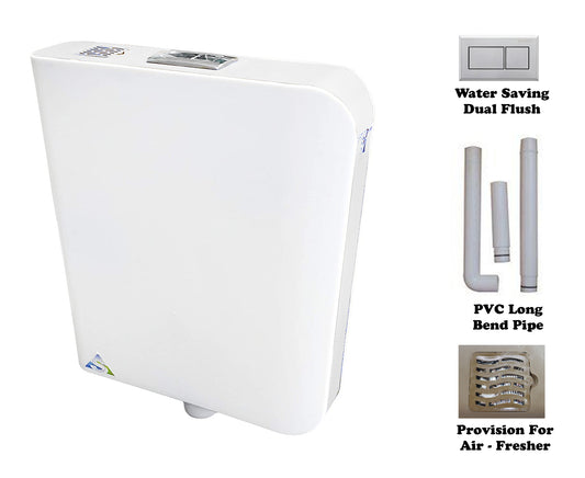 Wall-Mounted Dual Flush Cistern with Built-In Air Freshener Compartment | Sleek White ABS Flush Tank | Water-Saving & Durable Modern Bathroom Cistern