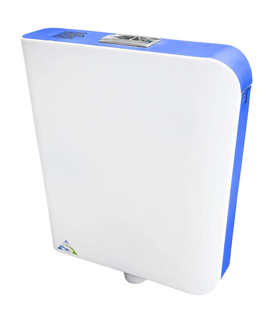 Wall-Mounted Dual Flush Cistern with Built-In Air Freshener Compartment | Sleek White & Blue ABS Flush Tank | Water-Saving & Durable Modern Bathroom Cistern