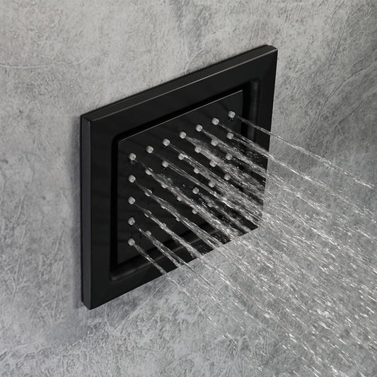 4x4-Inch Square Brass Body Jet Shower - Matte Black Finish | Concealed Heavy-Duty Wall-Mounted Shower Jet