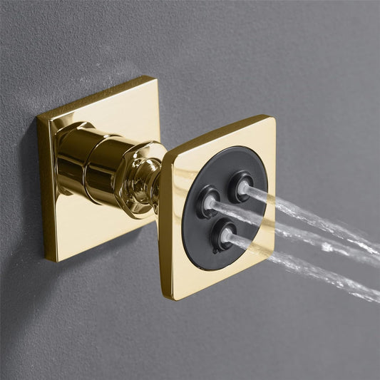 2-Inch Round SS304 Body Shower Jet - Gold Finish | Heavy-Duty Wall-Mounted Jet