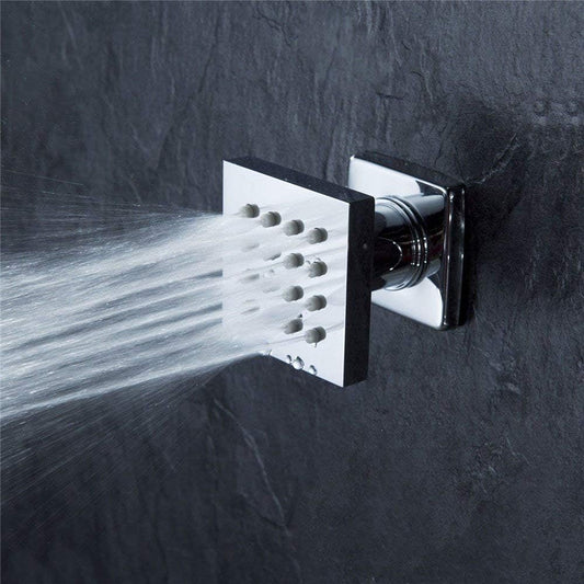 2x2-Inch Square SS304 Body Jet Shower with Flange - Chrome Finish | Exposed Wall-Mounted Heavy-Duty Jet