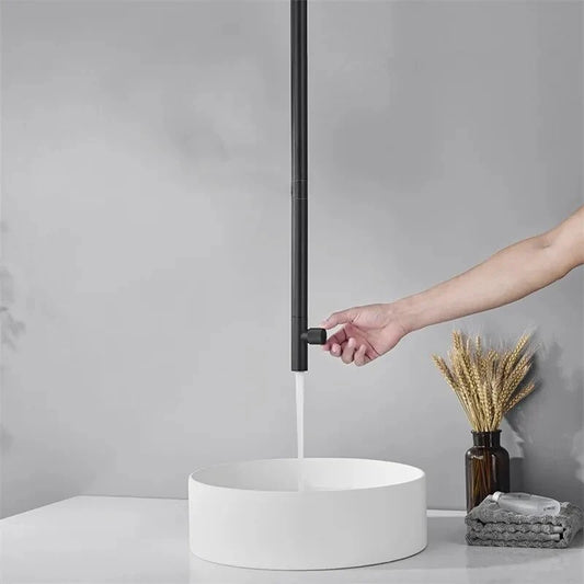 Ceiling Mounted Basin Mixer Tap in Matte Black Finish | Heavy-Duty Brass Made | Hot & Cold Water Tap | Raso Series