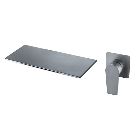 Wall Mounted Basin Mixer Tap in Gun Grey Finish | Heavy-Duty Brass Made | Hot & Cold Water Tap | Plato Series