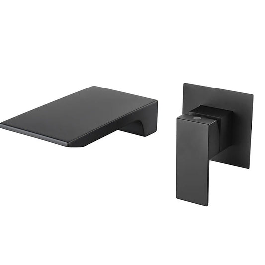 Wall Mounted Basin Mixer Tap in Matte Black Finish | Heavy-Duty Brass Made | Hot & Cold Water Tap | Dior Series