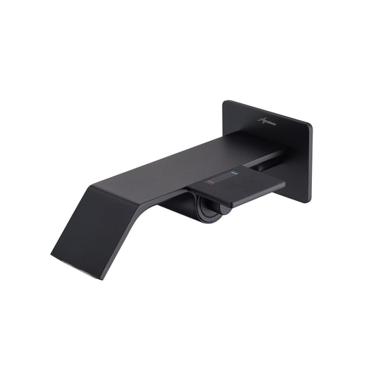 Wall-Mounted Basin Mixer Tap in Matte Black Finish - Brass Hot & Cold Water Faucet