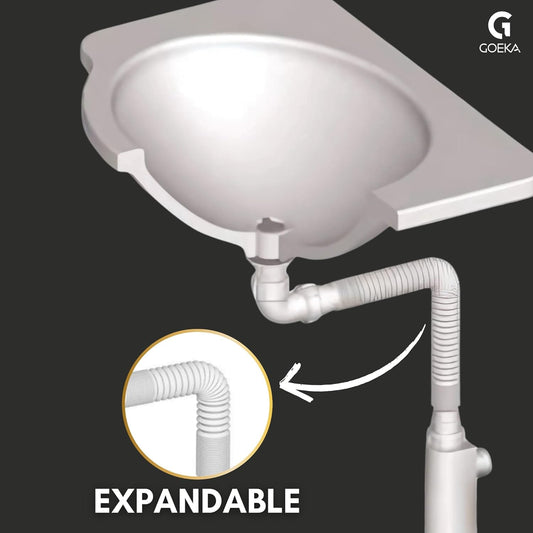 White PVC Bottle Trap with Adjustable Pipe | Space-Saving Drain Trap for Bathroom & Kitchen Sinks