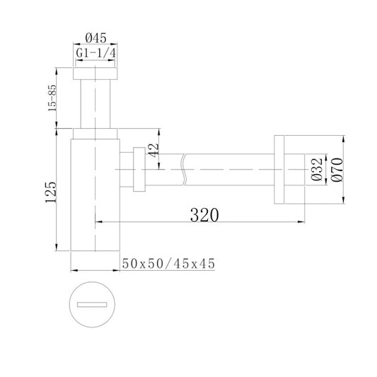 Square Style Bottle Trap with 300mm Pipe & Wall Flange | Heavy-Duty Brass Wall-Mounted Drain Trap for Modern Bathrooms & Kitchens | Chrome Finish