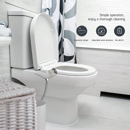 ABS Toilet Bidet Spray with Dual Flow | Hands Free Wash Bidet Spray for Toilet | Non-Electric Jet Spray for Western Toilet | Adjustable Spray Position and High Pressure Toilet Jet Spray